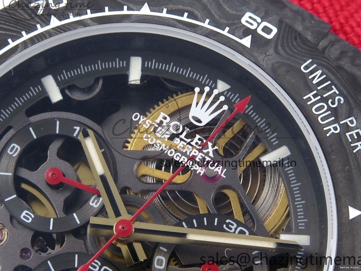 0405 Daytona Diw 40mm N6F 1:1 Best Edition Gray Skeleton Dial Red Nylon Strap DD Original 900